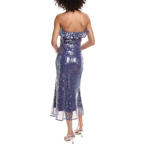 Amur Womens Braeylnn Mesh Sequin Midi Dress, Purple Amur Womens Braeylnn Mesh Sequin Midi Dress, Purple